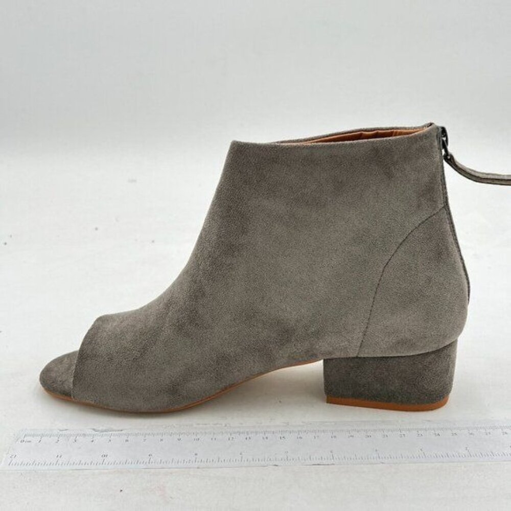 Women Peep Toe Ankle Boots Chunky Block Low Heel Booties Back Zipper Casual